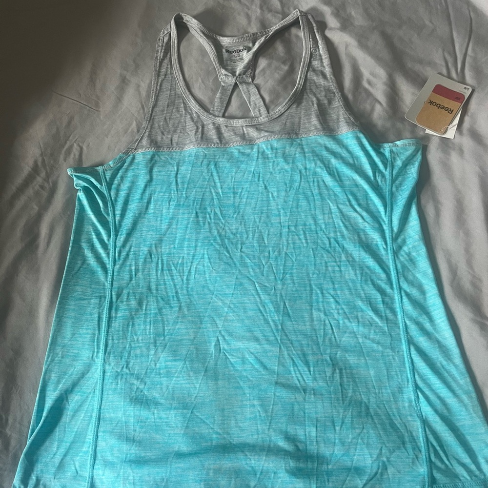 Reebok Women's Gray and Blue Tank Top